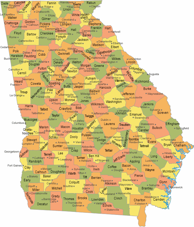 maps of california counties. Georgia Counties